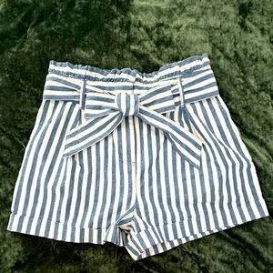 Striped Tie-Waist Shorts High-rise
